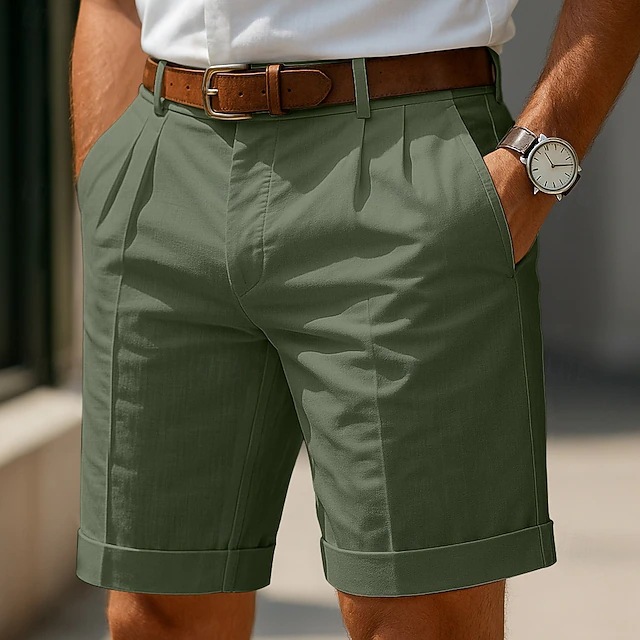 Men's Straight Leg Shorts With Pockets Casual Dress Pants Loose Fit Summer Bottoms For Daily Wear Clothing — image 2 of 12