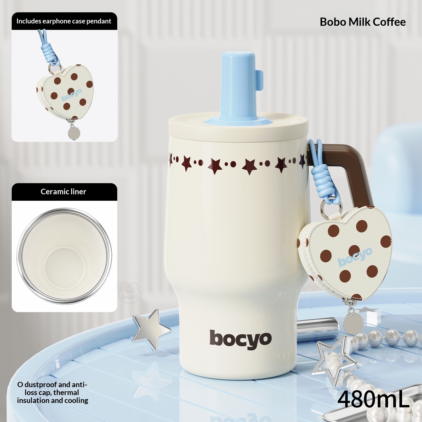 Ceramic-lined Straw Coffee Cup