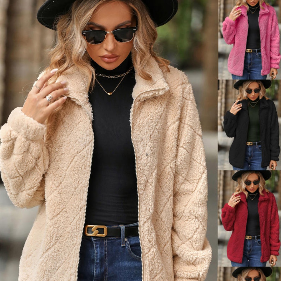 Winter New Zipper Plush Jacket Woman