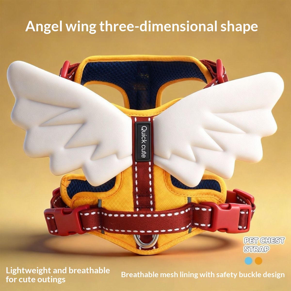 Universal Outdoor Dog Harness With 3D Angel Wings And Leash detail photo 11
