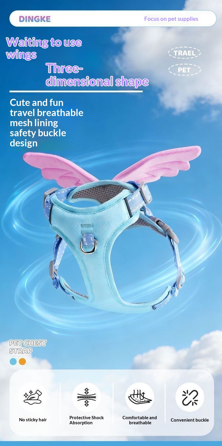 Universal Outdoor Dog Harness With 3D Angel Wings And Leash detail photo 8