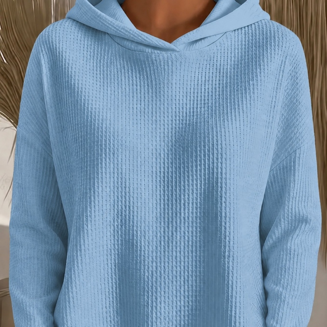 Womens Loose-Fit Solid-Color Hoodie