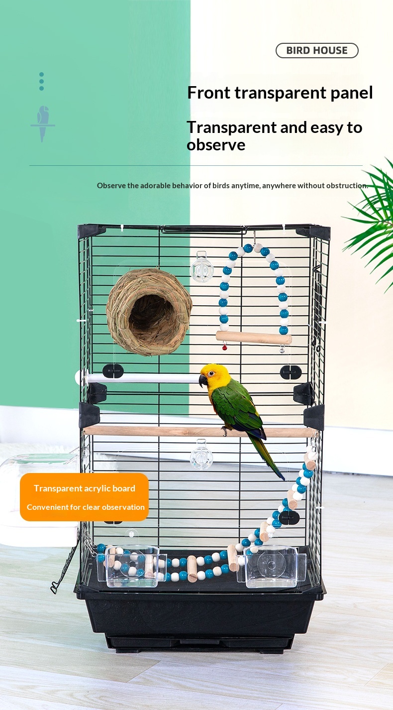 Heightened Transparent Birdcage Parrot Display Cage detail photo 3