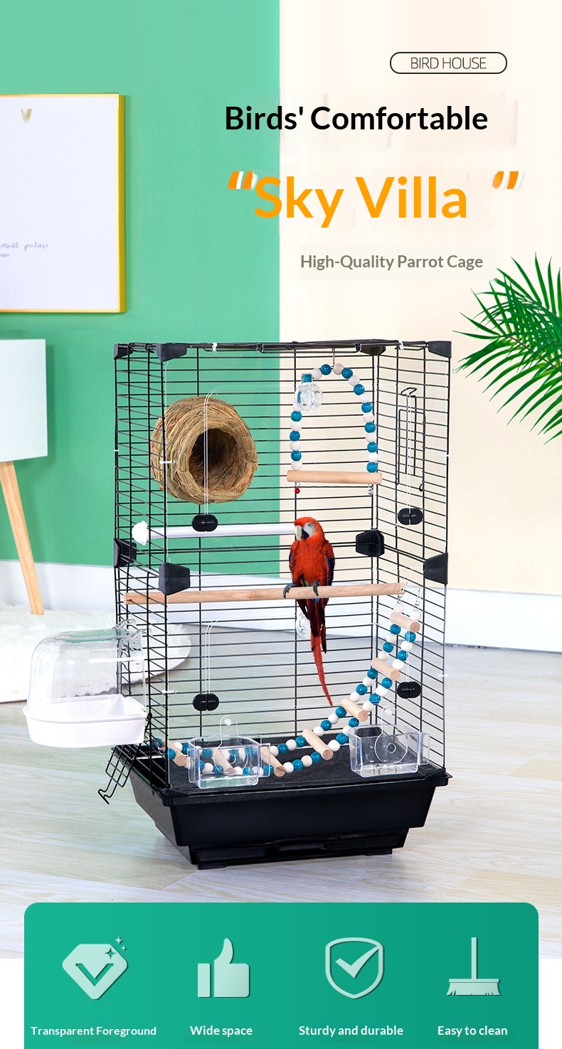 Heightened Transparent Birdcage Parrot Display Cage detail photo 1