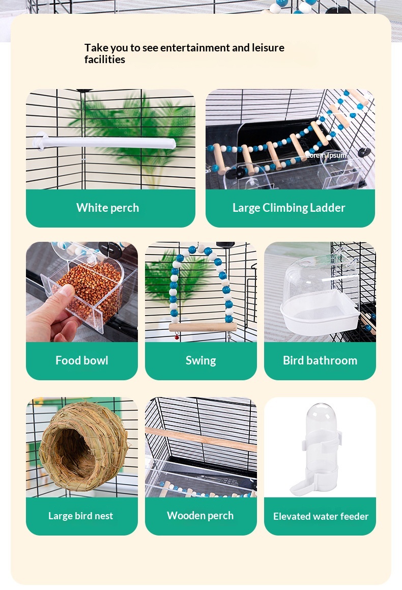 Heightened Transparent Birdcage Parrot Display Cage detail photo 12