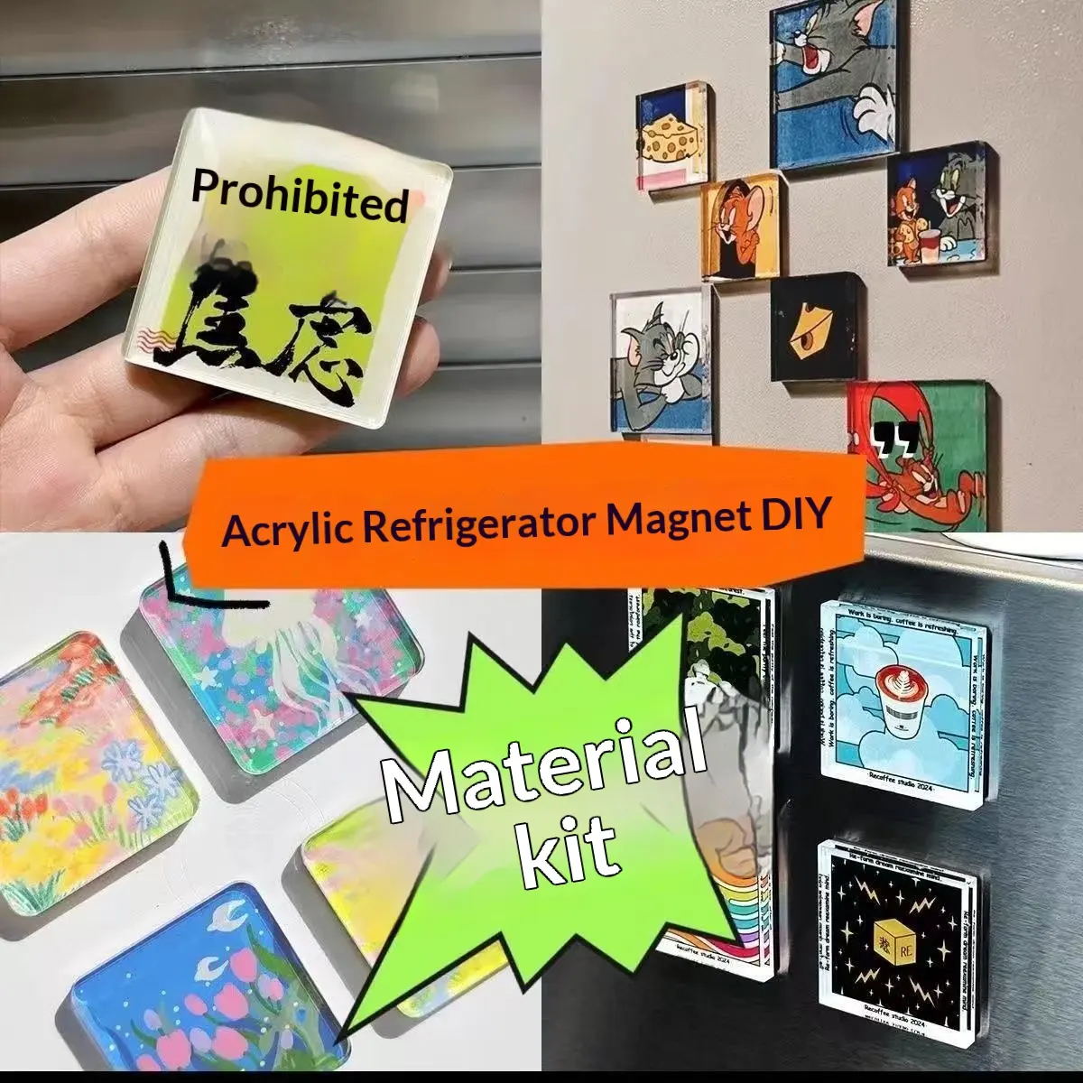 DIY Handmade Magnetic Fridge Magnets Square Transparent