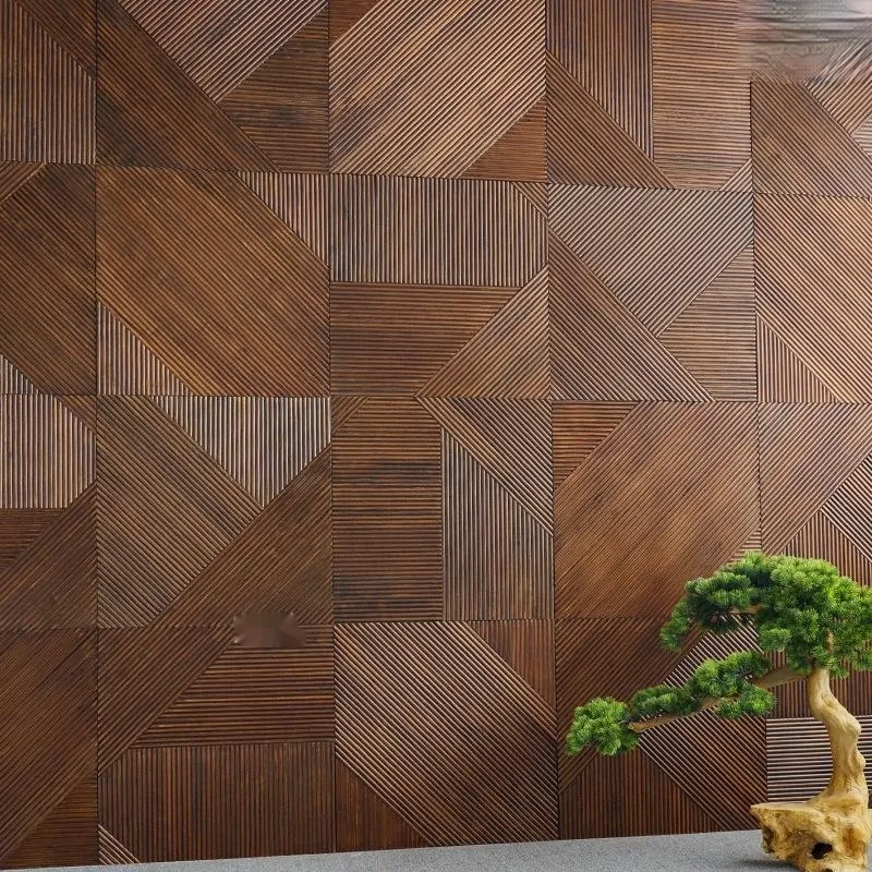 Solid Wood Vintage-Style Rubberwood Molding Background Wall