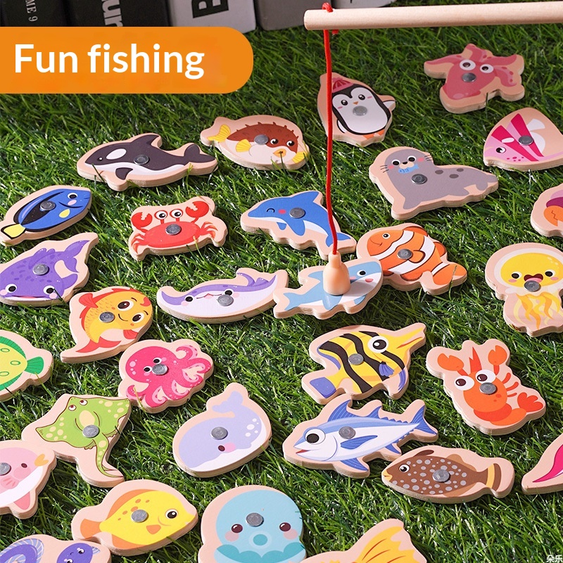 Fishing Toy For Children And Infants Magnetic Fish Puzzle Building Blocks