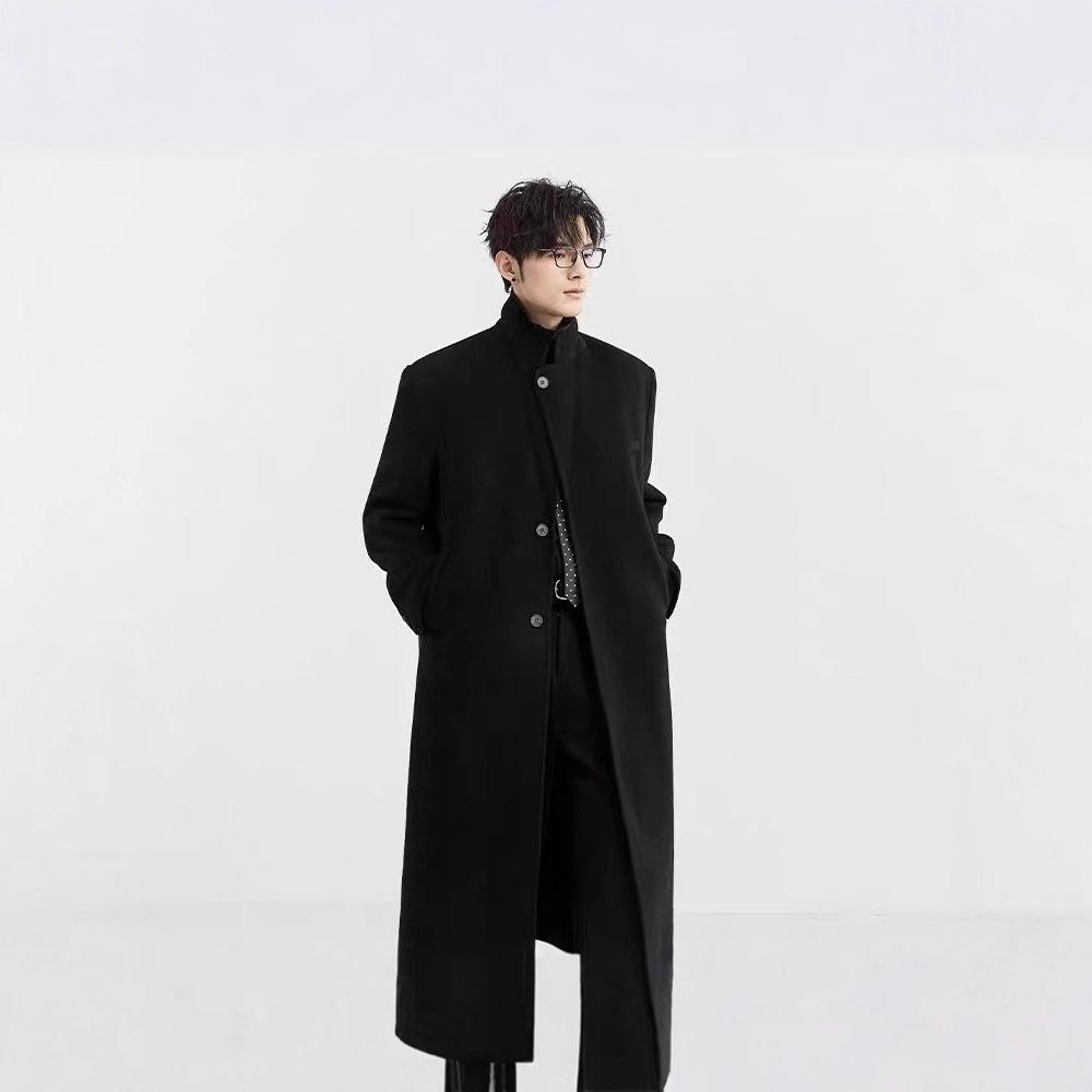 New Mens British-style Mid-length Casual Wool Coat