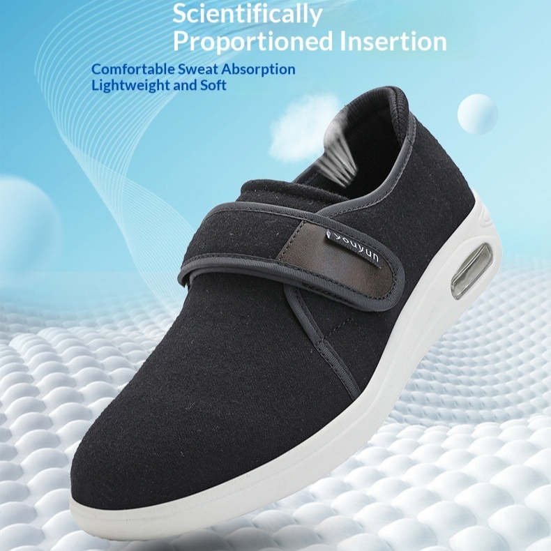 Velcro-closure Mid- To Late-adult Soft-soled Lightweight Non-slip Sneakers
