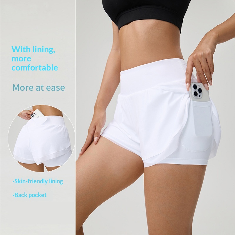 Fake Two-piece Yoga Shorts Womens Thin-style Athletic Fitness Shorts