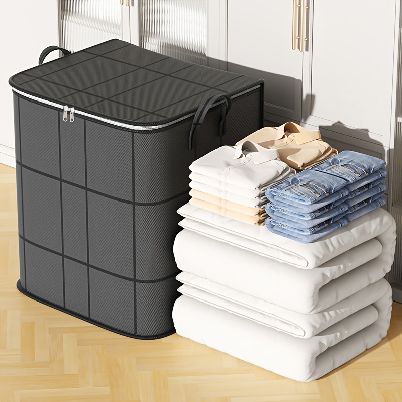 Foldable Clothes Storage Bag Large Capacity Organizer With Handle And Double Zipper For Bedding Moving Travel Under Bed Storage