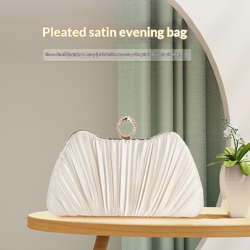 New Champagne-colored Satin Evening Bag For Women