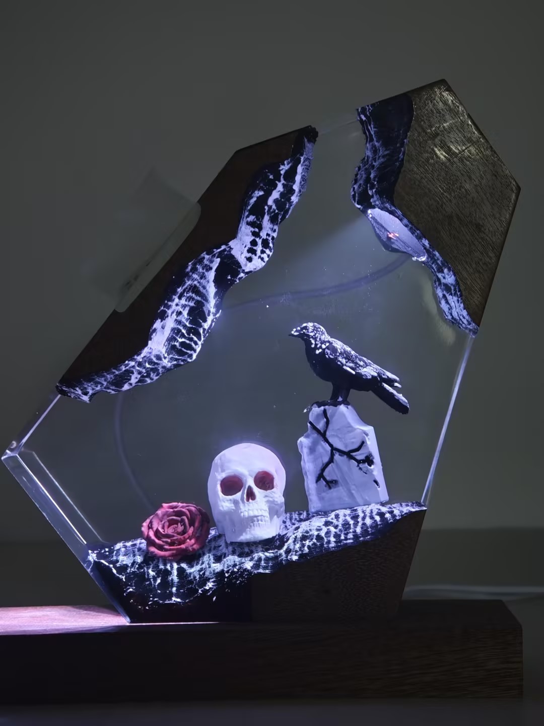 Halloween Resin Skull Raven Rose Glow-in-the-Dark Craft