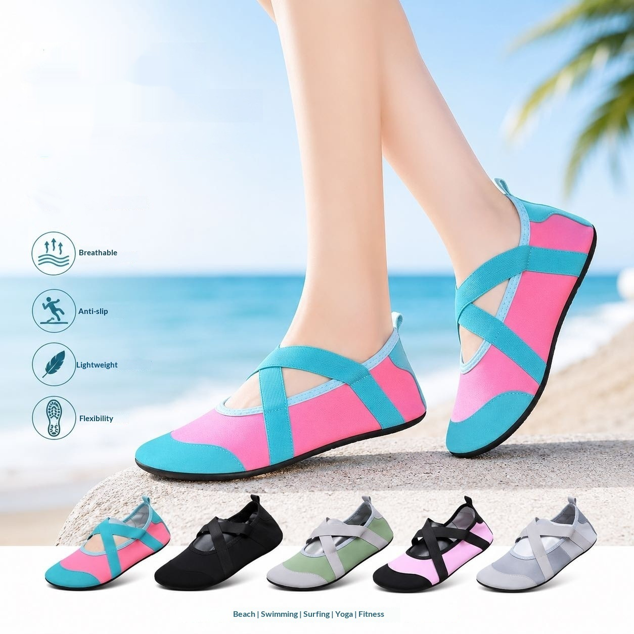 Women's Wading Shoes Non-Slip Indoor Yoga Dance Footwear - Lightweight Outdoor Stream Trekking Water Shoes for Aerobics