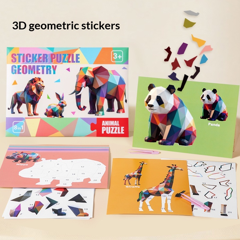 Childrens Handmade 3D Geometric Stereo Sticker Collage
