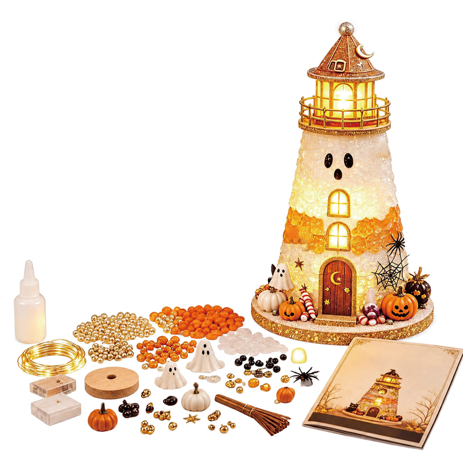 3D DIY Lighted Sea Glass Orange Lighthouse Kit