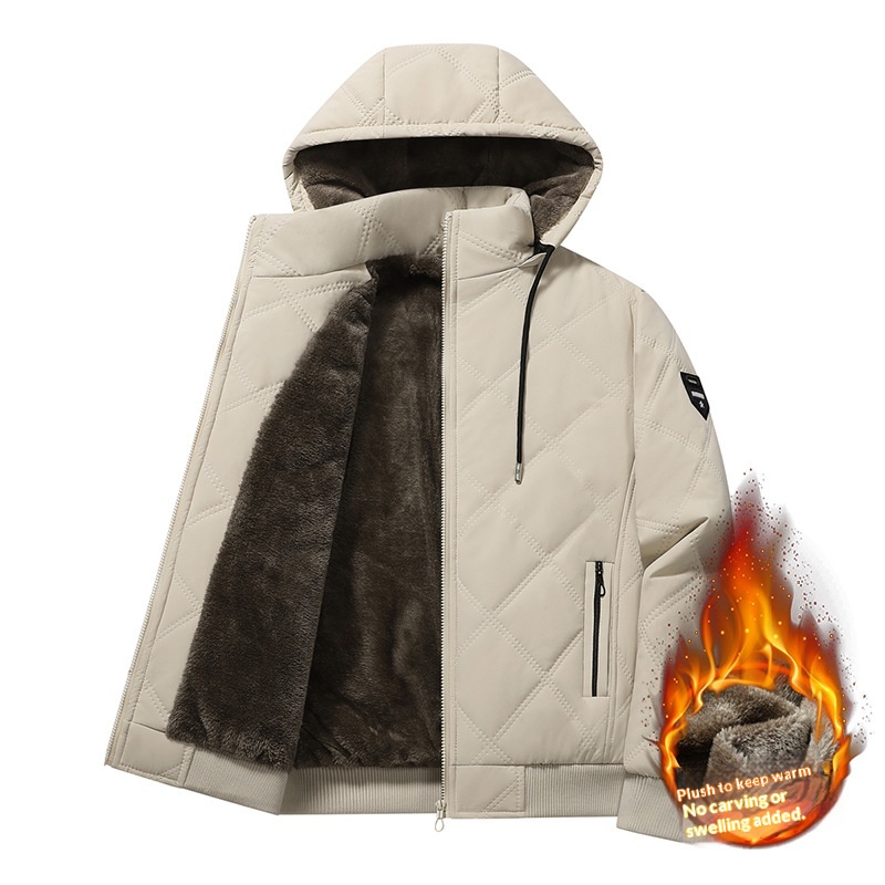 New Autumnwinter Mens Fleece-lined Thickened Cotton Coat With A Detachable Hoodwindproof And Warm Top