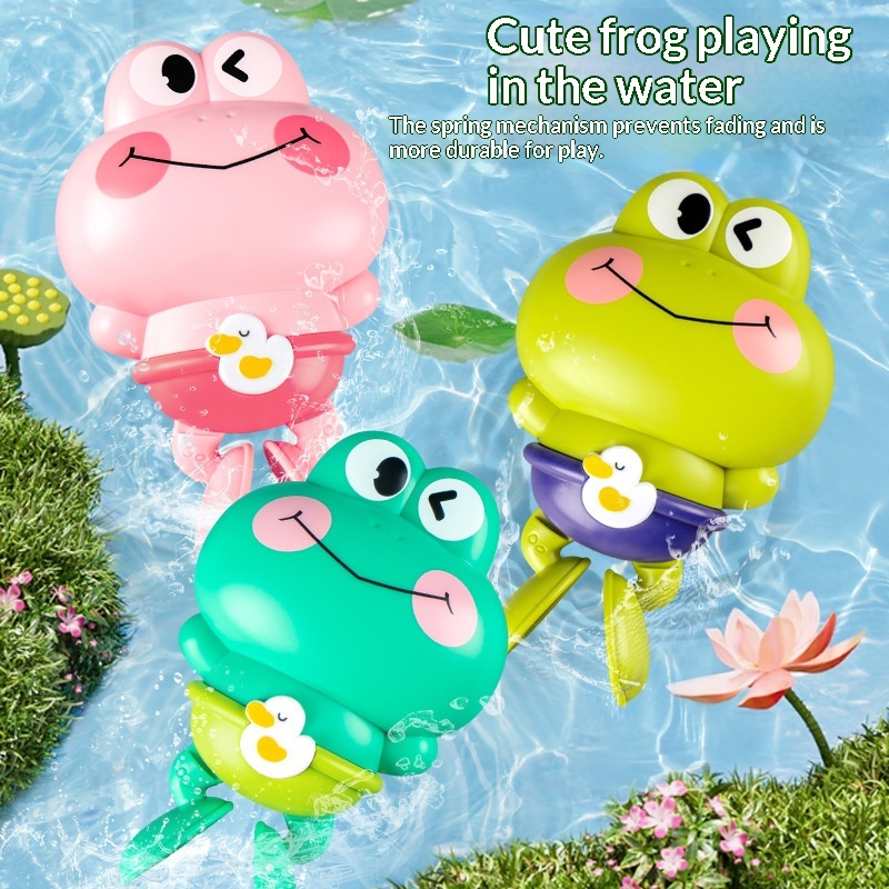 Wind-up Swimming Frog-Shaped Baby Bath Toy For The Bathroom
