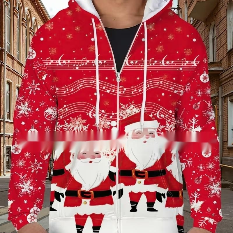 Mens Christmas-themed 3D-printed Hooded Sweatshirt