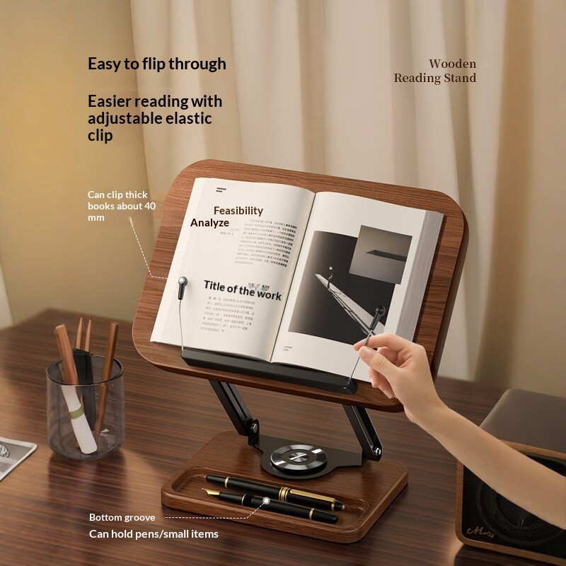 Book Clip And Bookend Reading Stand, Height-adjustable And Extendable Model