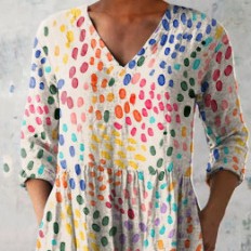 Relaxed-fit Digital-print Round-neck Short-sleeve Womens Top