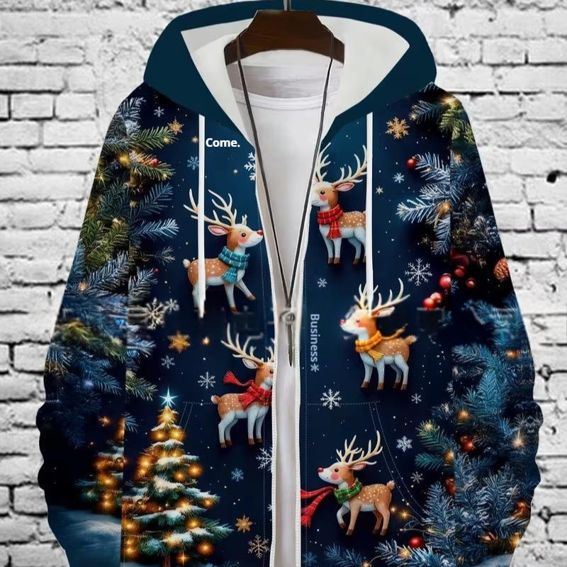 Mens Hooded Sweatshirt Jacket Casual Cardigan-style Outerwear