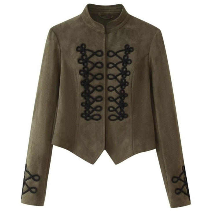 Womens Suede Stand-Neck Jacket Coat