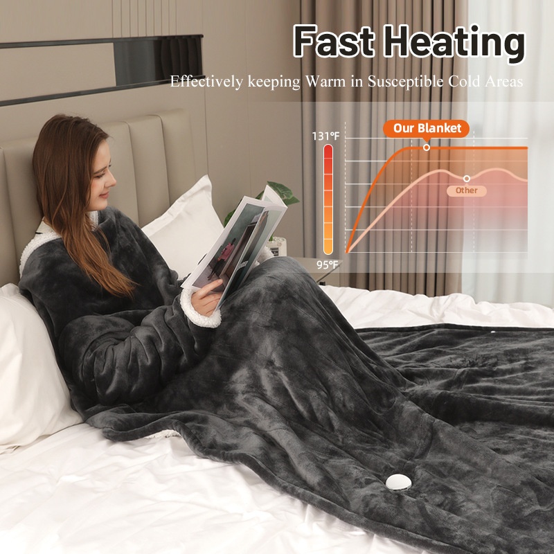 Household Sleeve-covered Blanket Wearable Blanket With Foot Pocket For Warmth