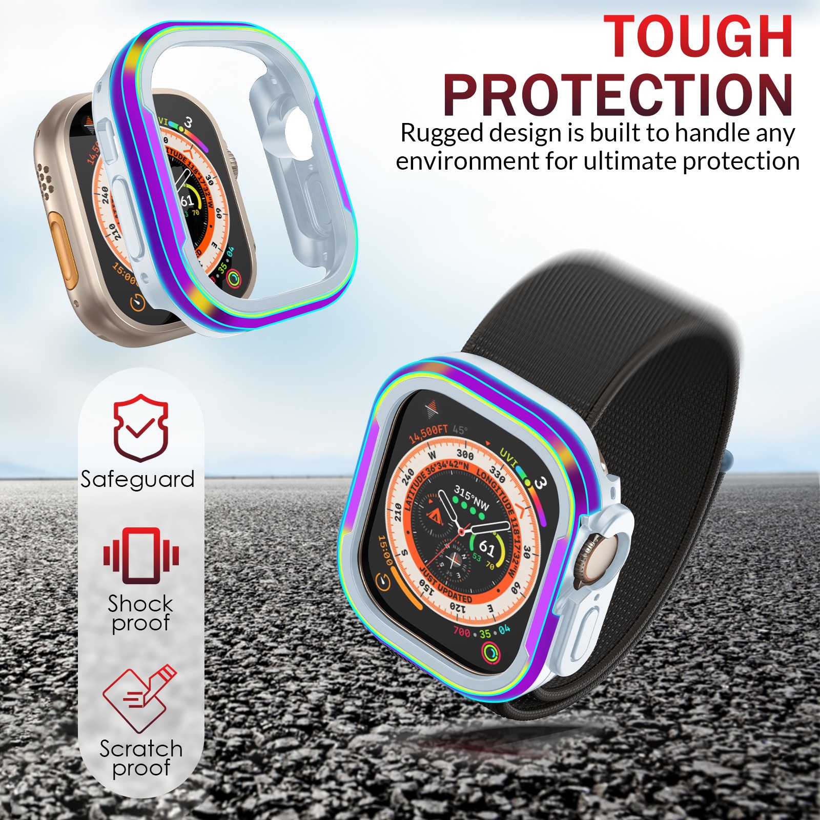 Watch Case Metal Shockproof Case Protective Cover Waterproof