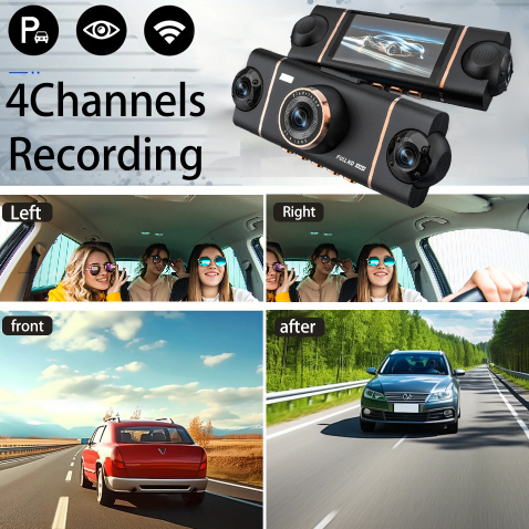 Four-lens Dashcam With Four WiFi Channels Infrared Night Vision And Ultra-thin Design