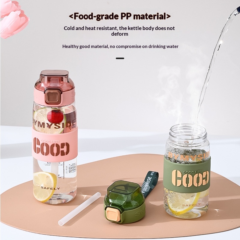 Outdoor Portable Sports Water Bottle With Straw
