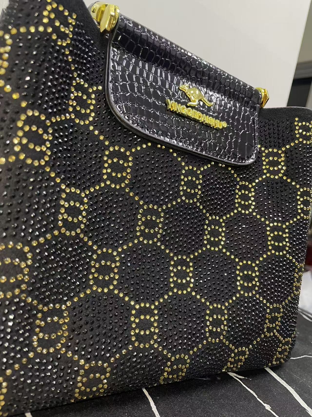 Sac urbain minimaliste à strass — PU, carré vertical 5