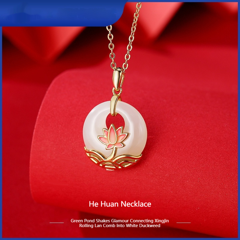 Sterling Silver Lotus Charm Pendant Necklace And Bracelet