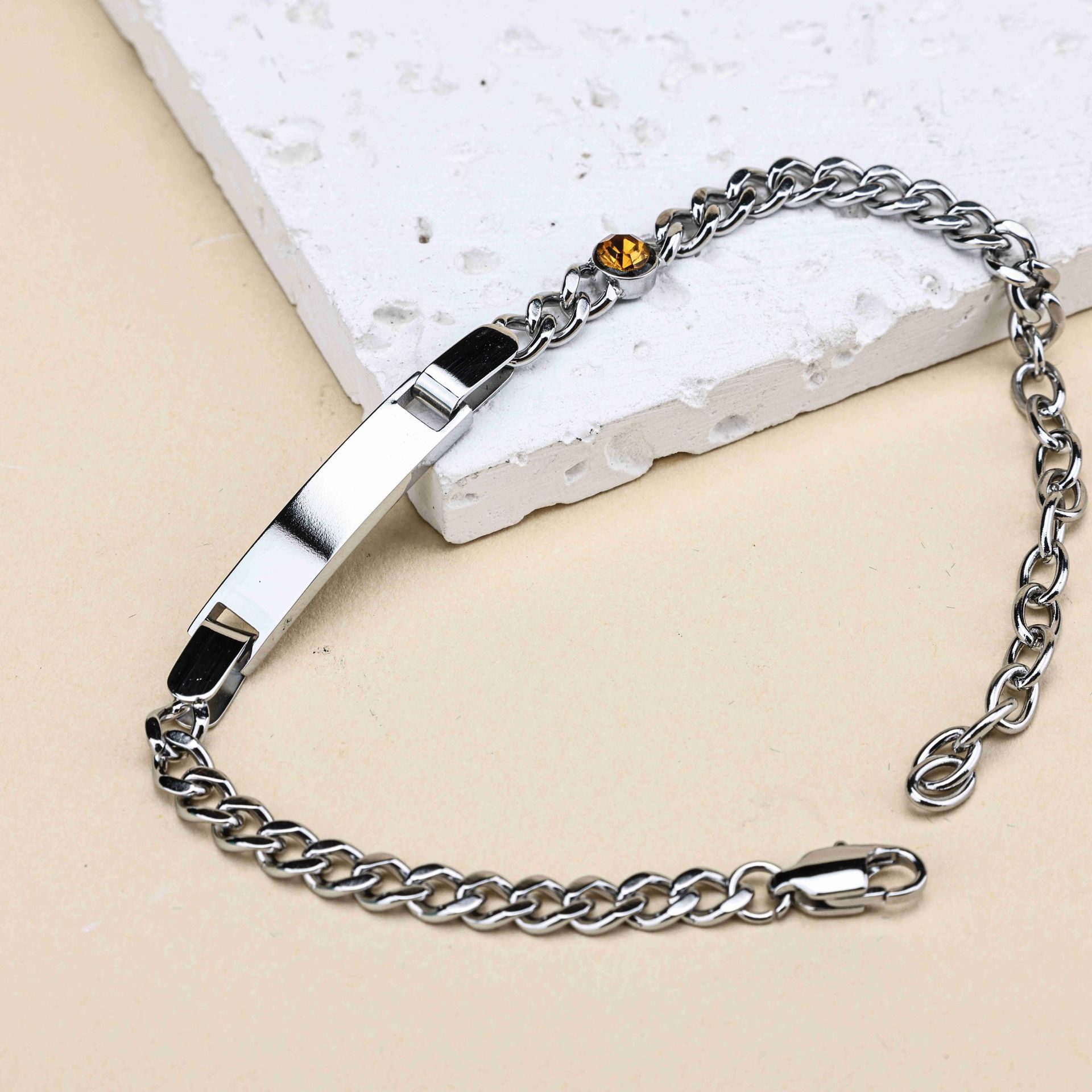 Stainless Steel Bracelet With Birthstone For Children And Parents