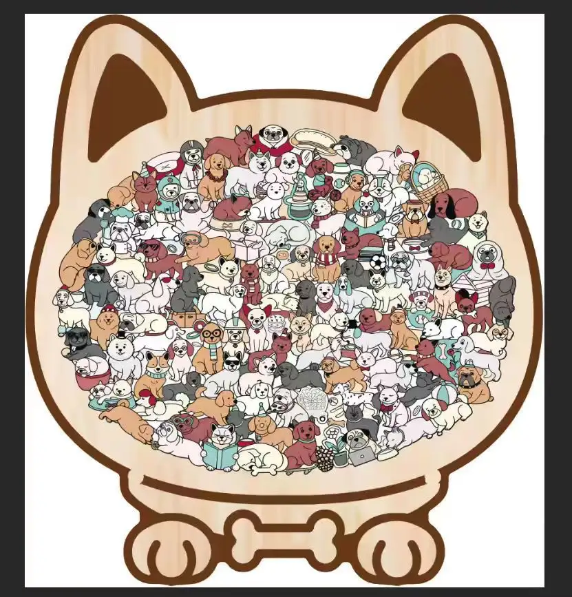 Morandi Cat-shaped Wooden Puzzle