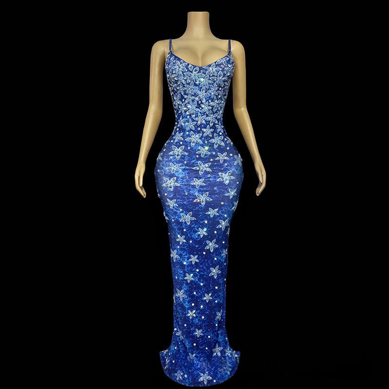 Womens Sexy High-end Rhinestone Dress