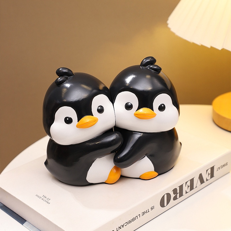 Penguin Desk Book Holder Hugging Penguin Bookend