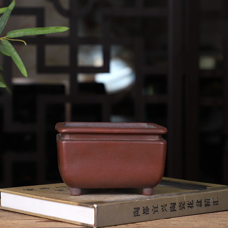 Bonsai Pot Bundle Mouth Square Indoor Study Room Antique Style Purple Clay Flowerpot