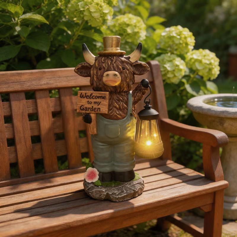 Highland Cow Welcome Light Resin Craft Ornament