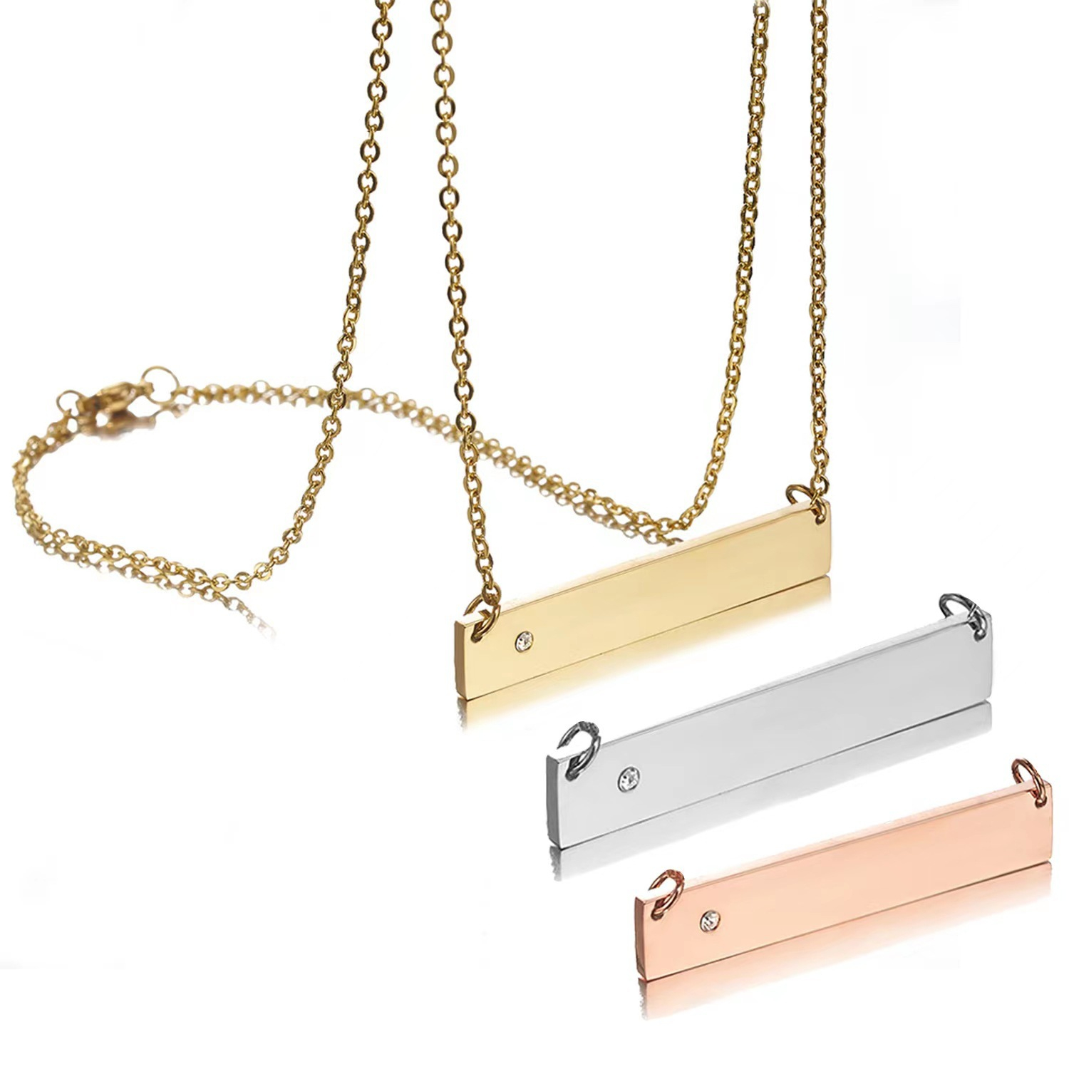 Women's Necklace Fashion DIY Name Logo Engraved Choker Chain 4