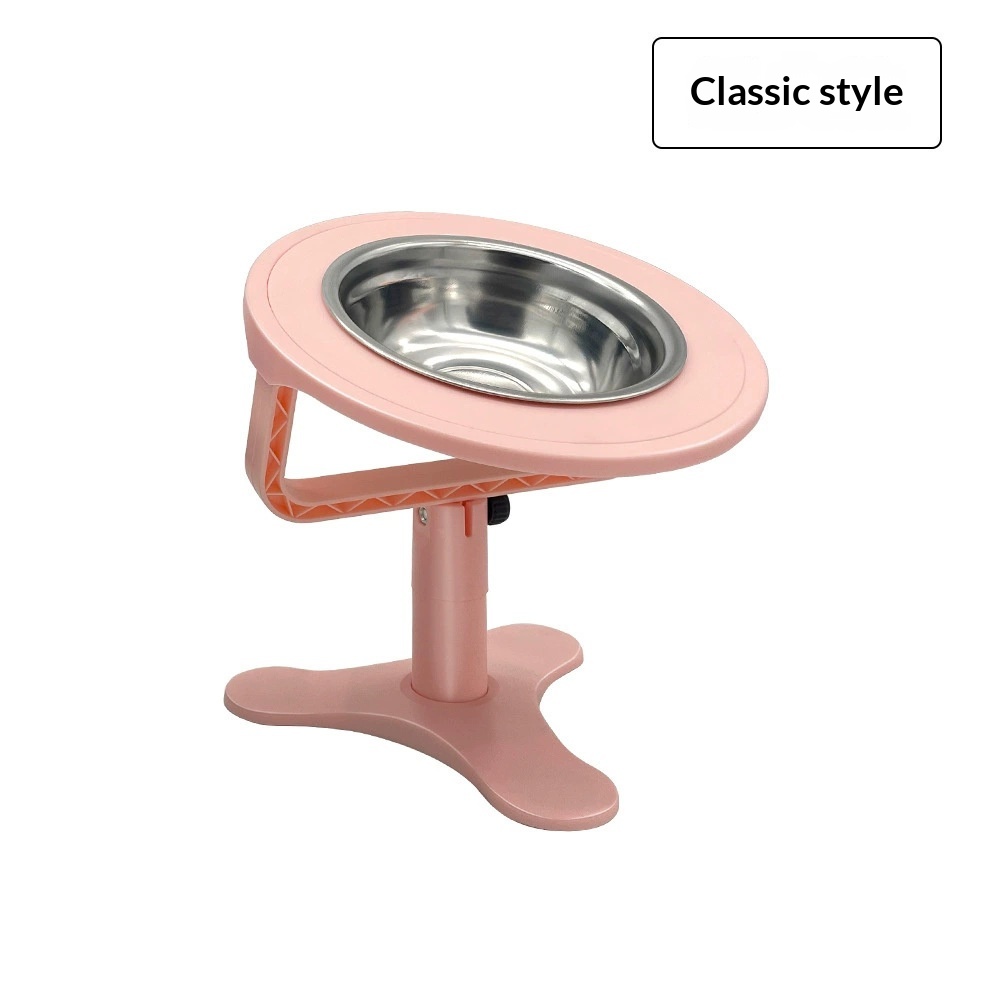 Adjustable-height Stand Pet Elevated Bowl Cat Support Bowl - Adjustable-height Stand Pet Elevated Bowl Cat Support Bowl Pink