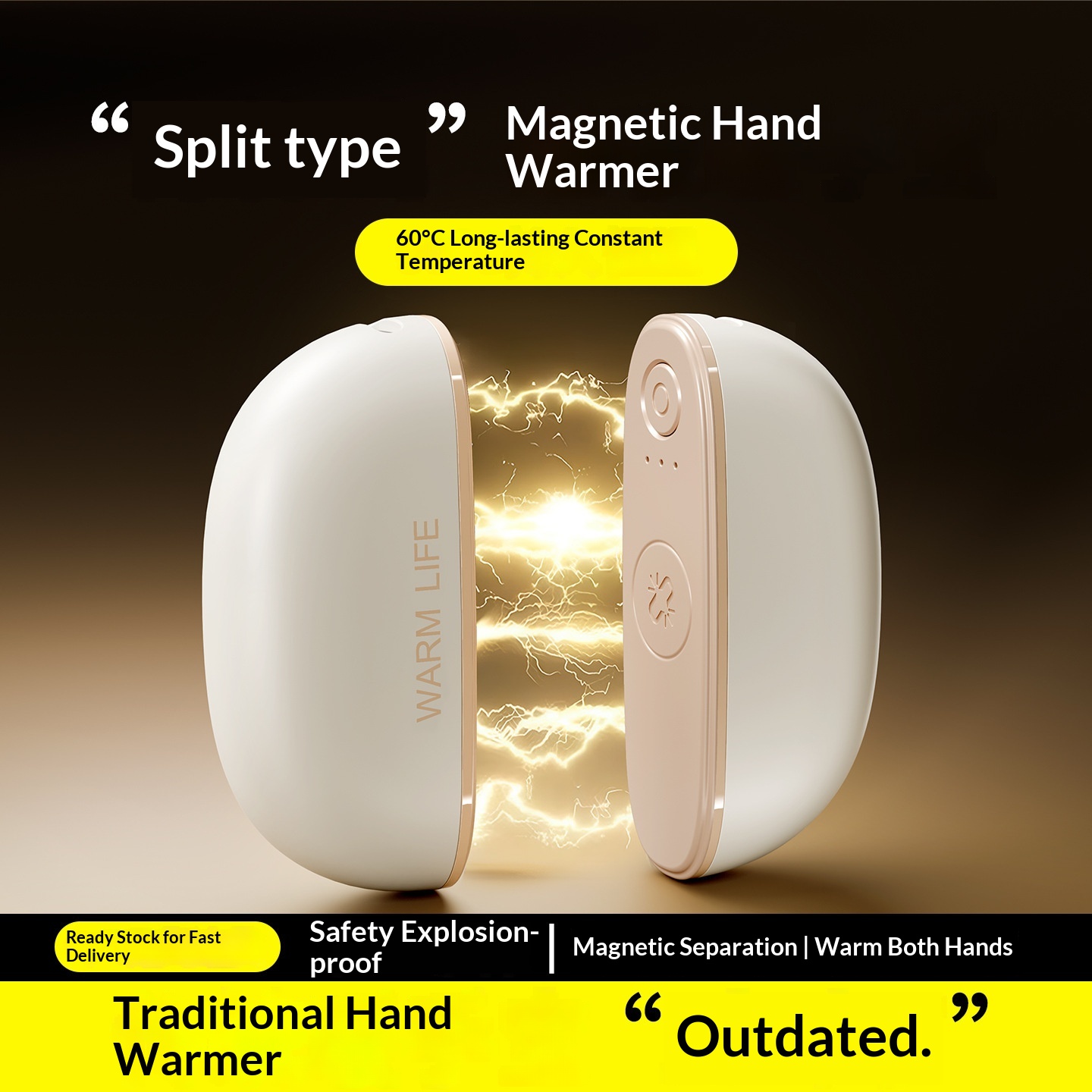 Chauffe-mains magnétique 2-en-1 rechargeable à batterie lithium 7