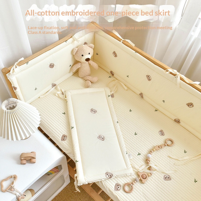 Newborn Baby Cartoon Embroidery Anti-collision Bed Fence — image 1
