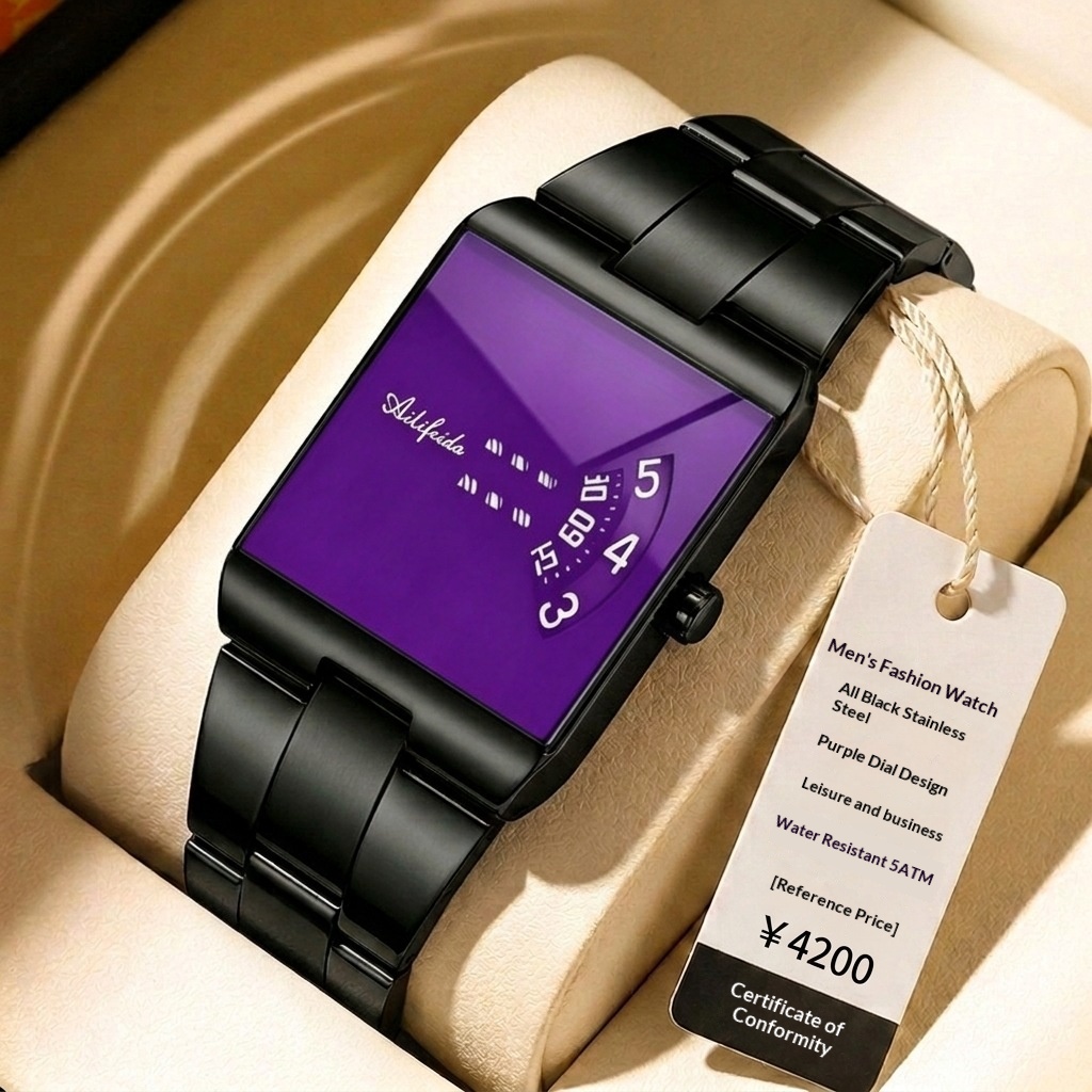 Ailifeida 076 Square Quartz Steel-band new concept watch for men