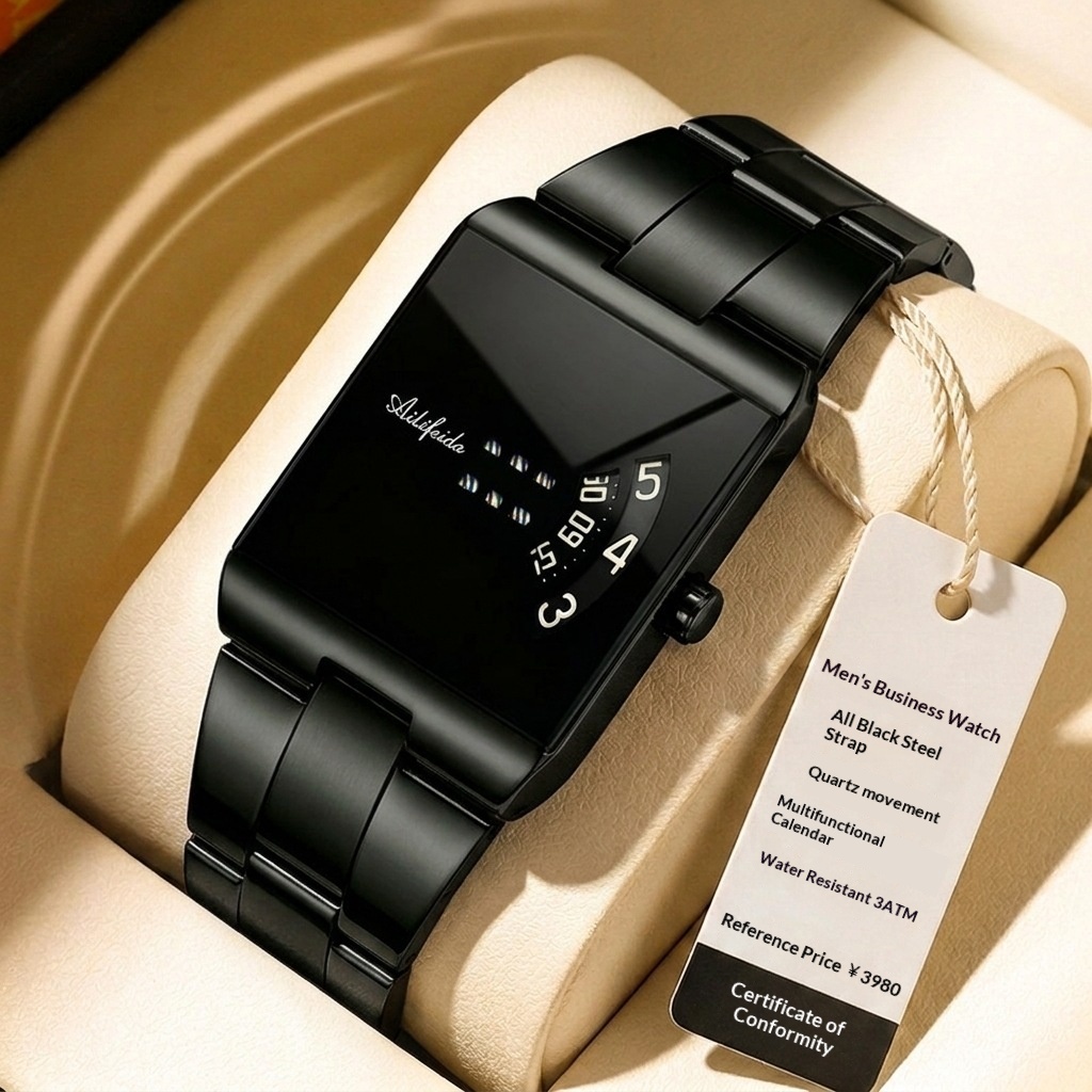 Ailifeida 076 Square Quartz Steel-band new concept watch for men