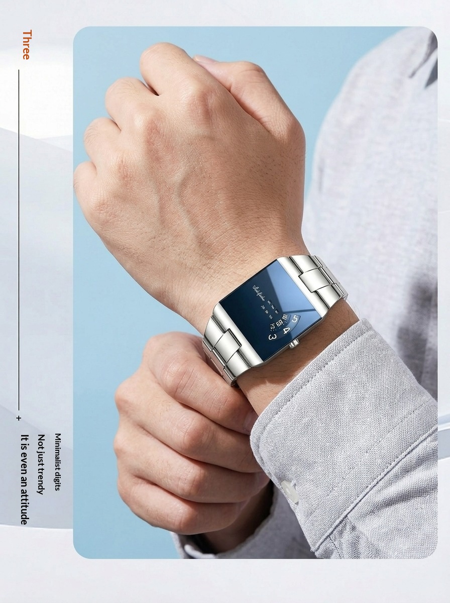 Ailifeida 076 Square Quartz Steel-band new concept watch for men