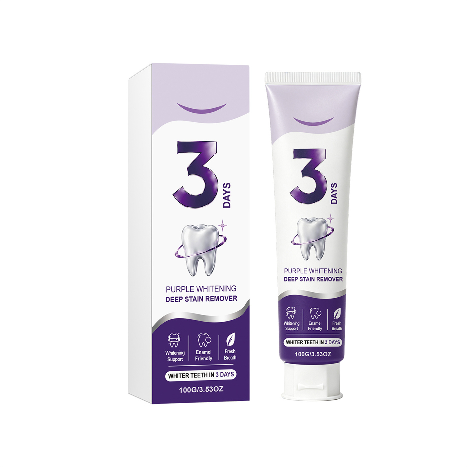 Purple Bright White Cloud Stained Toothpaste