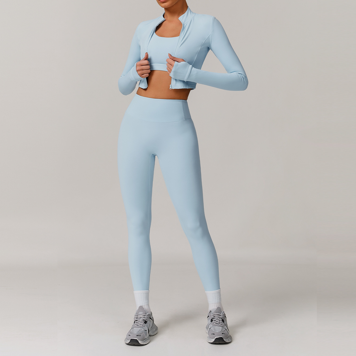 Women's Three-Piece Activewear Set in Diamond Apricot