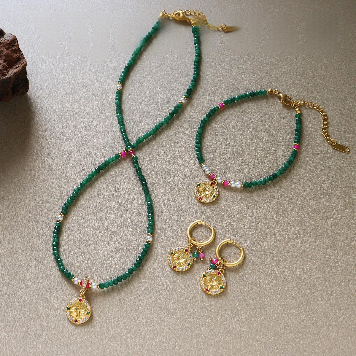 New Zircon Portrait-eye Natural Stone Bead Necklace For Women